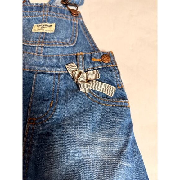 Oshkosh Bgosh Baby Denim Overall Dress 18M With Bow Detail - Picture 4 of 11